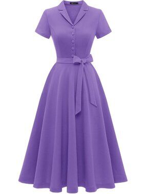 Wedtrend Women's Short Sleeve Cocktail Party Dress Work Church Dress -Lavender